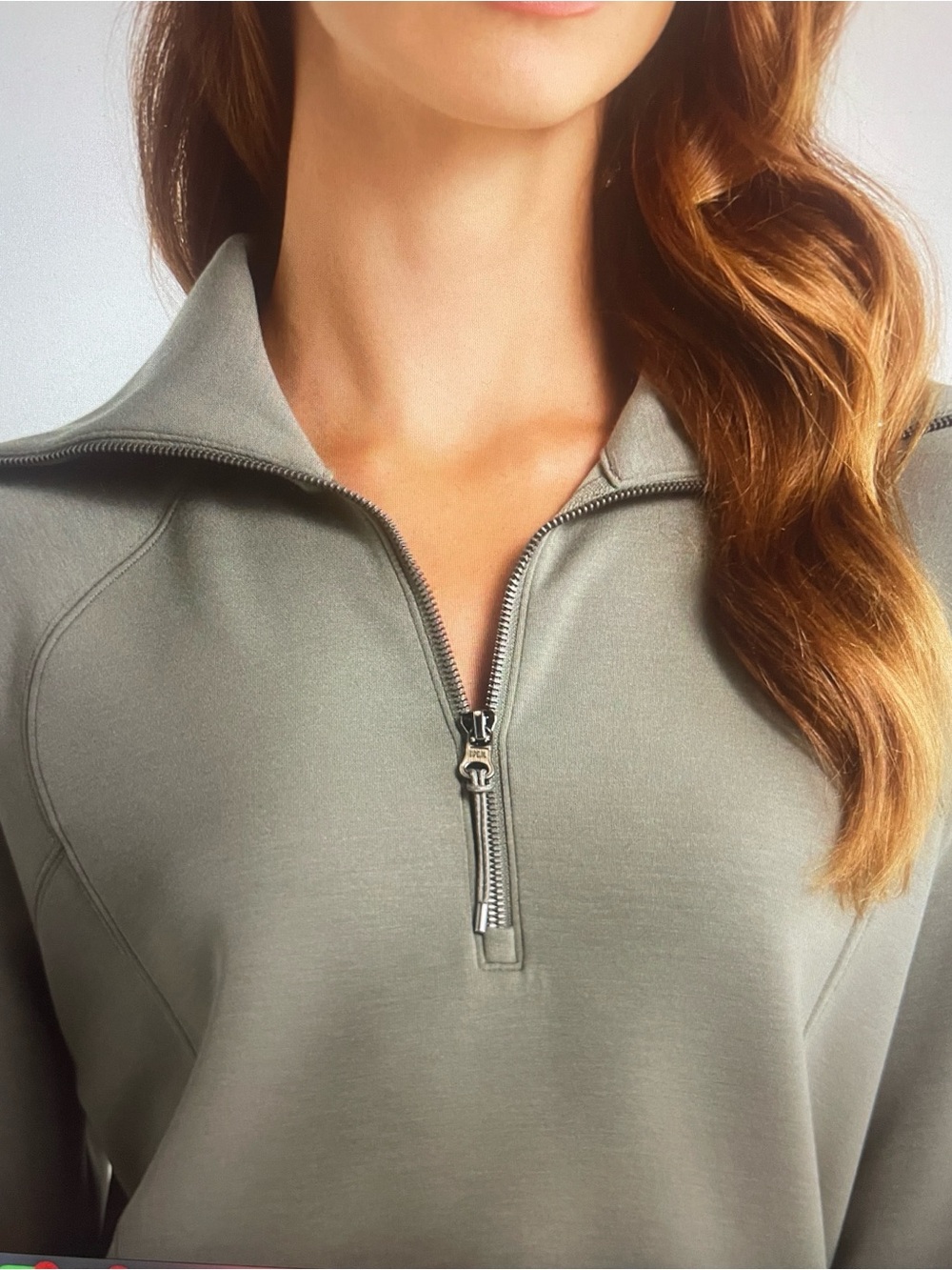 Spanx Air Essentials half zip frosted moss sweatshirt sz M